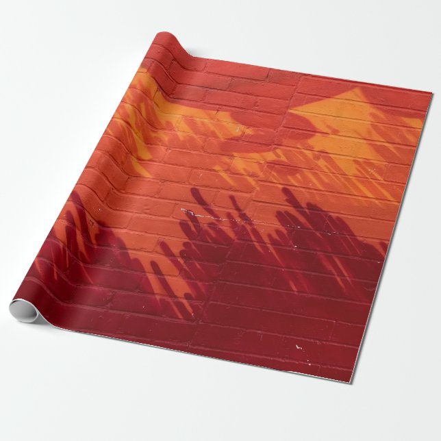 Papel De Regalo Muro de ladrillo rojo y naranja (Desenrollado)