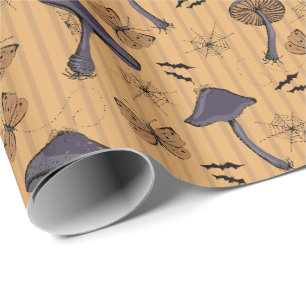 Papel De Regalo Musambre y mariposa de Halloween a rayas