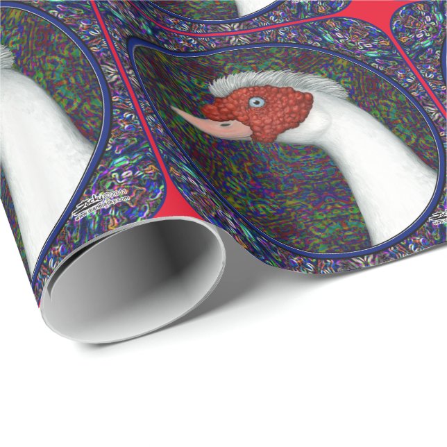 Papel De Regalo Muscovy Duck Head White (Esquina del rollo)