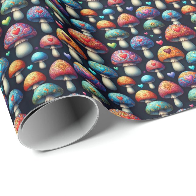 Papel De Regalo Mushroom Love (Esquina del rollo)