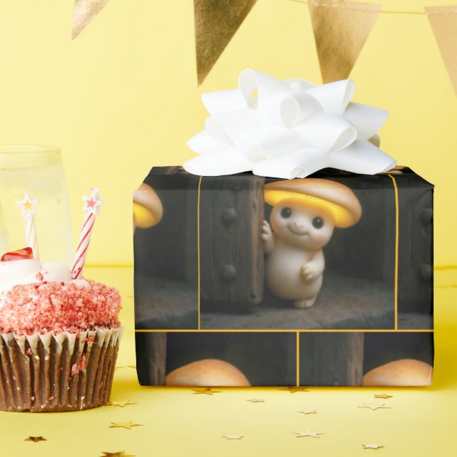 Papel De Regalo Mushroom Munchkin Peeking Around a Door (Fiesta de cumpleaños )