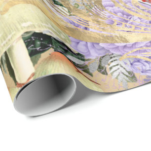 Papel De Regalo Mushroom Woodland Antiguo Rosa de oro Marsala Purp