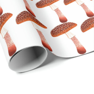Papel De Regalo Mushrooms Rosa Woodland White Delicate