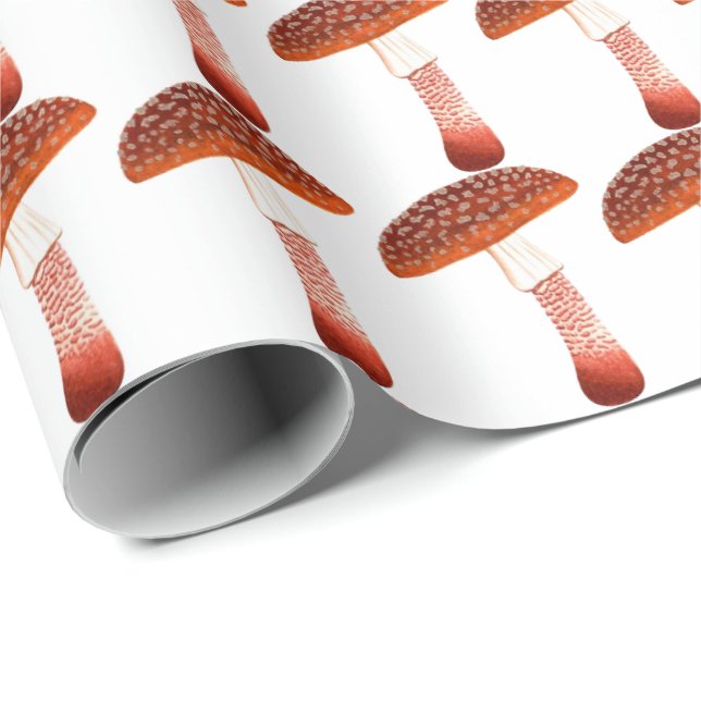 Papel De Regalo Mushrooms Rosa Woodland White Delicate (Esquina del rollo)