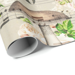Papel De Regalo Mushrooms Woodland Antique Boletus Music Notes