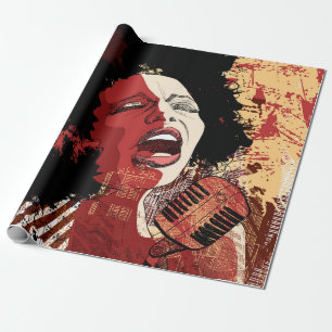 Papel De Regalo Music Jazz - cantante de jazz afroamericano en gru