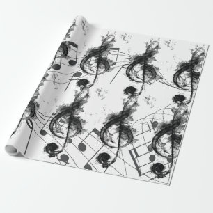 Papel De Regalo Music Note en blanco y negro Luxury