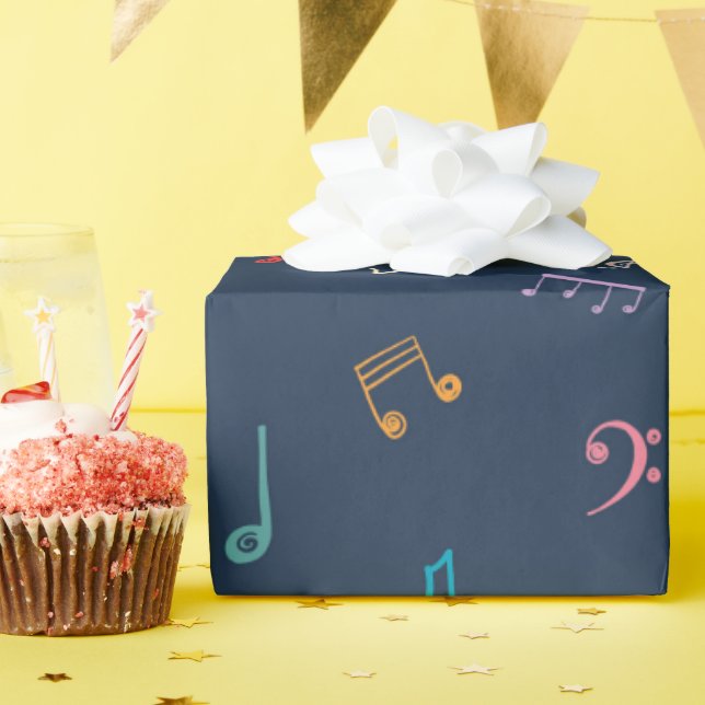 Papel De Regalo Música azul (Fiesta de cumpleaños )
