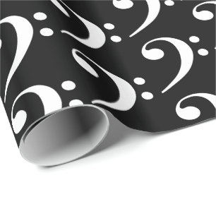 Papel De Regalo Música blanca clave de fa en negro