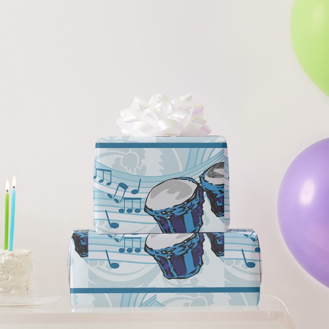 Papel De Regalo Música Blue Bongo Drum (Subido por el creador)