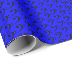 Papel De Regalo Música Clave de Fa negra sobre Azul