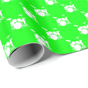 Papel De Regalo Música Conjunto de tambores blancos sobre fondo ve