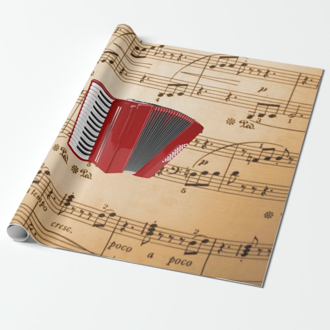 Papel De Regalo Música de acordeón, diseño popular, (Desenrollado)