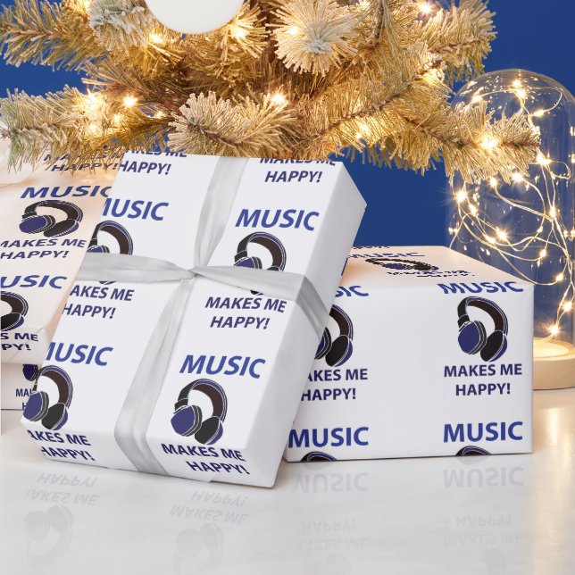 Papel De Regalo Música de audífonos musicales me hace feliz música (Vacaciones)
