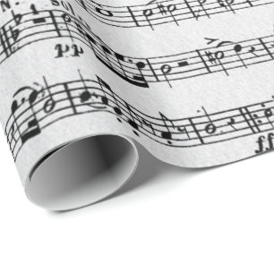 Papel De Regalo Música De Hoja En Madera Blanco