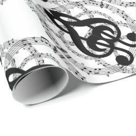 Papel De Regalo Música de imagen espejo en blanco y negro