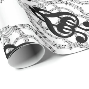 Papel De Regalo Música de imagen espejo en blanco y negro