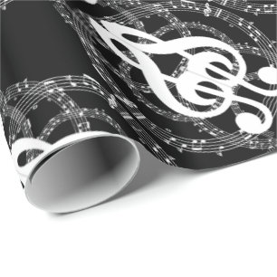 Papel De Regalo Música de imagen espejo en blanco y negro