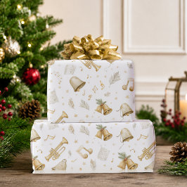 Papel De Regalo Música de Navidad Elegante Campanas