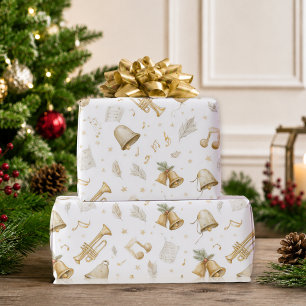 Papel De Regalo Música de Navidad Elegante Campanas