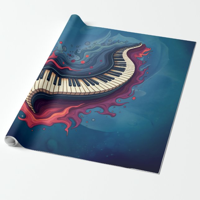 Papel De Regalo Música en movimiento, el piano curvo.  (Desenrollado)