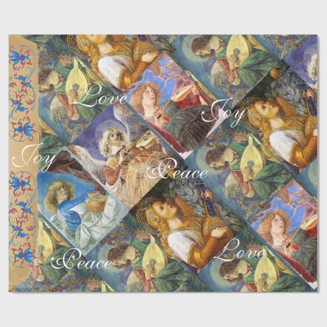 PAPEL DE REGALO MÚSICA HACIENDO ÁNGELES A LOS NAVIDADES, DISFRUTAR (Superficie plana)