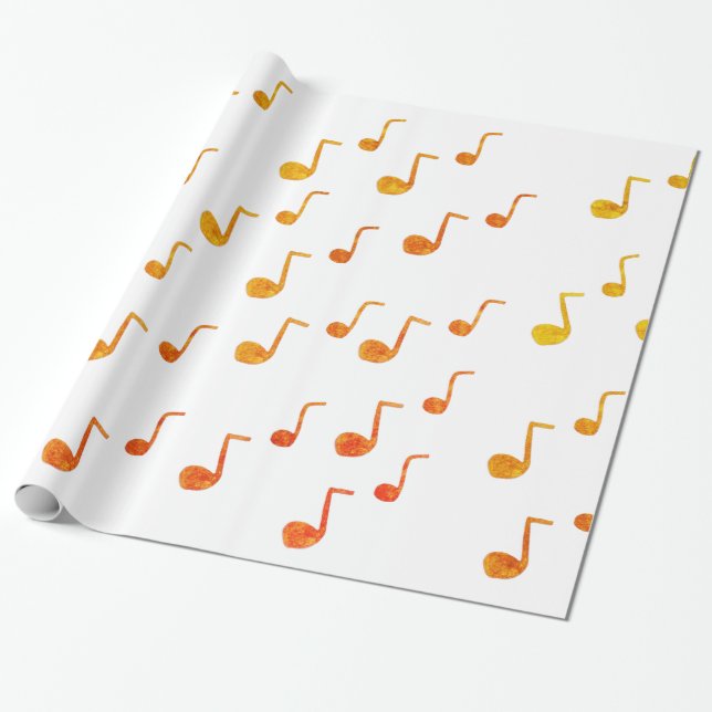 Papel De Regalo Música, notas de oro (Desenrollado)