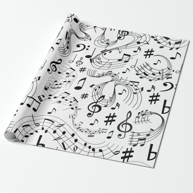 Papel De Regalo Música, notas musicales (Desenrollado)