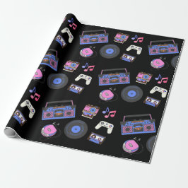 Papel De Regalo Música Retro de la Era de los 80 Cumpleaños