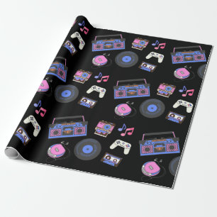 Papel De Regalo Música Retro de la Era de los 80 Cumpleaños