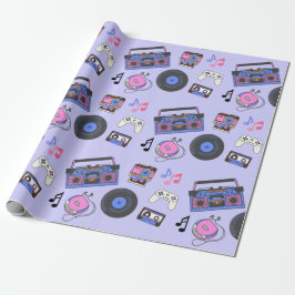 Papel De Regalo Música Retro de la Era de los 80 Cumpleaños