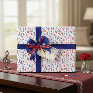 Papel De Regalo Música roja blanca y azul