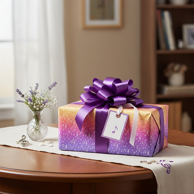 Papel de regalo musical con arcoíris pastel y blan (Subido por el creador)