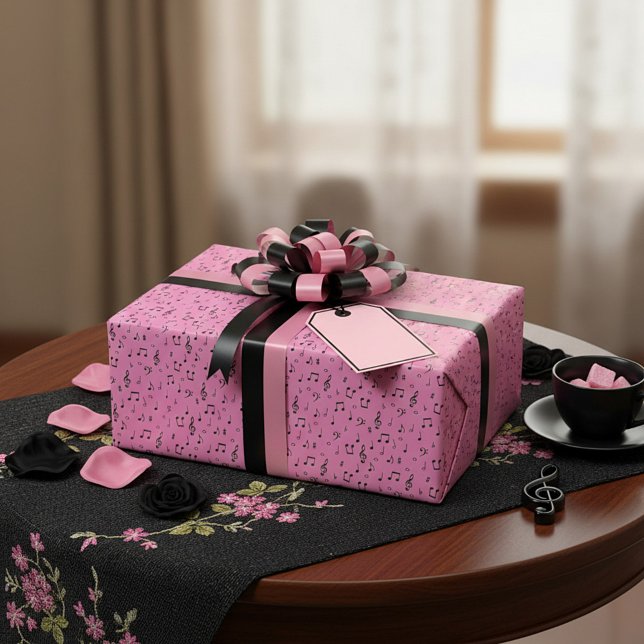 Papel de Regalo Musical Rosa y Negro (Subido por el creador)