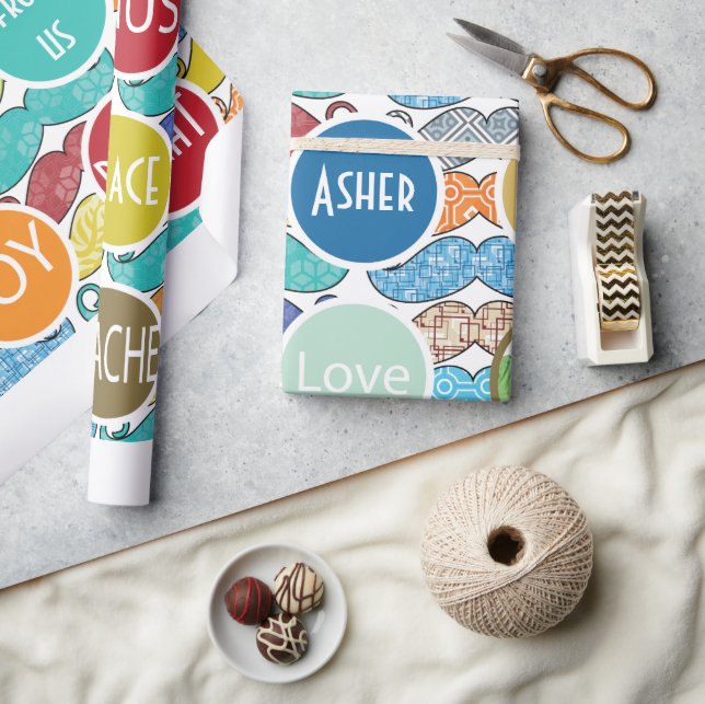 Papel De Regalo Mustache Mr Hipster Retro Foto personalizada (Artesanía)