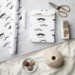 Papel De Regalo Mustaches en blanco y negro