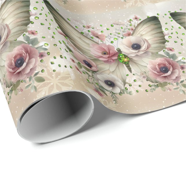 Papel De Regalo Muted Floral Butterfly (Esquina del rollo)