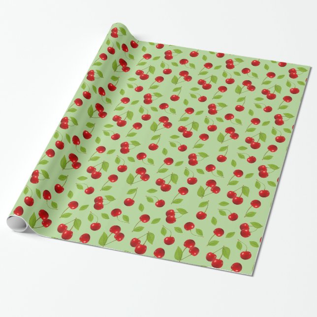 papel de regalo muy de cereza - en verde (Desenrollado)