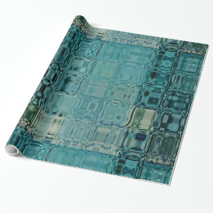 Papel De Regalo MVB Azul Verde azulado- FauxGlass -Papel de envolv