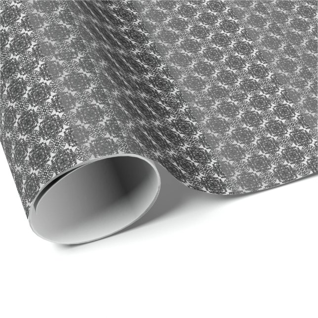 Papel De Regalo MVB Black Faux Lace Gray (Esquina del rollo)