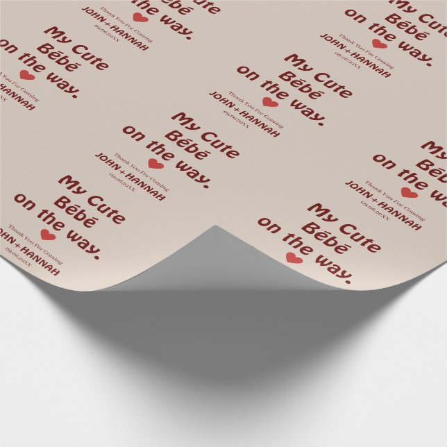 Papel De Regalo My Cute Bébé on the Way Funny co-editó Baby Shower (Esquina)