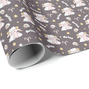 Papel De Regalo Mystic Aries Zodiac Night Bunny and Ram