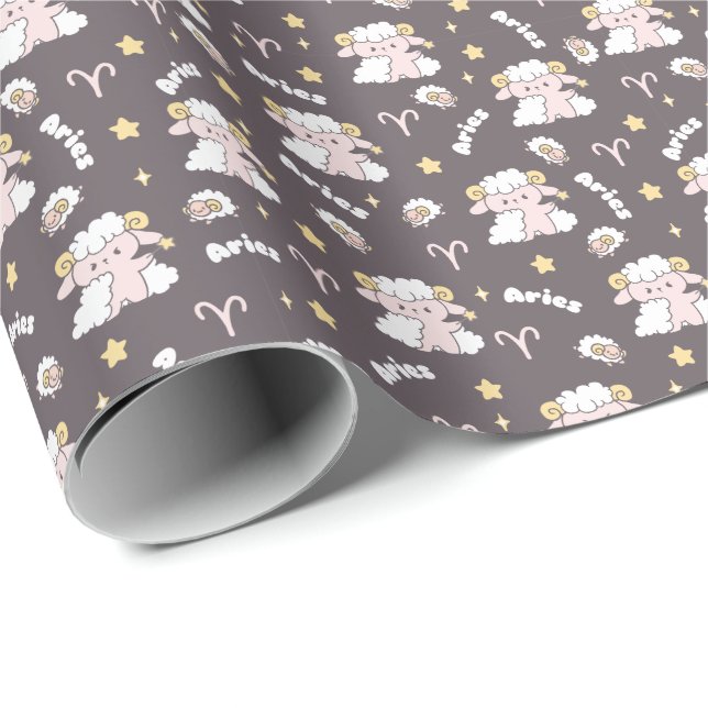 Papel De Regalo Mystic Aries Zodiac Night Bunny and Ram (Esquina del rollo)