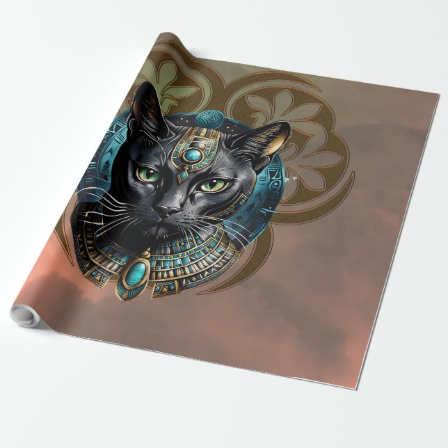 Papel De Regalo Mystical cat of Egypt, black as night, (Desenrollado)