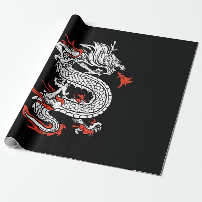 Papel De Regalo Mythical Ancient Asian Chinese Dragon (Desenrollado)