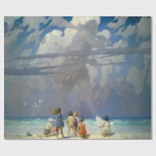 Papel De Regalo N.C. Wyeth El Gigante 1923 Ilustración Vintage