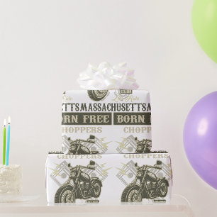Papel De Regalo Nacido en motocicleta gratis Choppers Massachusett