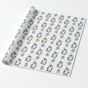 Papel De Regalo Nacimiento Animal Cute Niños Pingüinos Fiesta de c