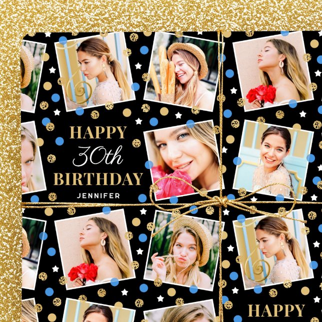 Papel De Regalo Nacimiento Confetti Nombre personalizado Collage d (Subido por el creador)