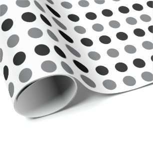 Papel De Regalo Nacimiento de Baby Shower de Black Gray Polka Dot